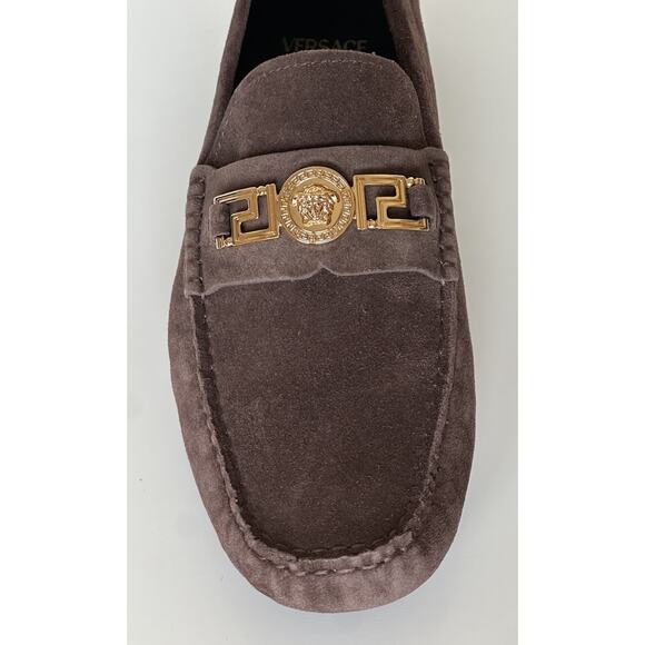 VERSACE Gold Medusa Men's Brown Suede Driver Shoes 11 US (44 Euro) 1009707 NIB - Picture 5 of 16